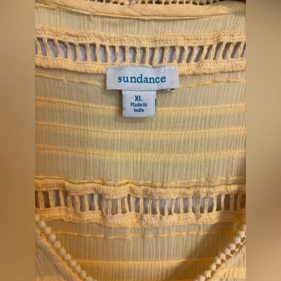 Sundance Manette LaceYellow Cotton Tank with pom-pom trim - Picture 3 of 9